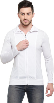 Tresna Trending Solid Men Polo Neck White T-Shirt
