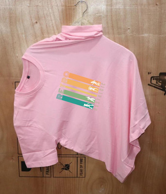 LcyFlame Printed Women Round Neck Pink T-Shirt