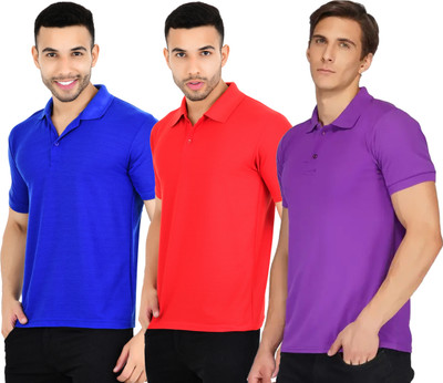 KEOTI Solid Men Polo Neck Multicolor T-Shirt
