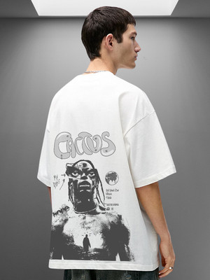 Pronk Graphic Print Men Round Neck White T-Shirt