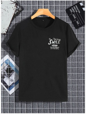 Stelino Printed Men Round Neck Black T-Shirt