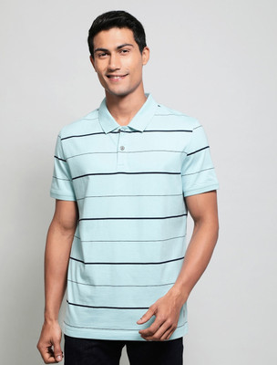 JOCKEY Striped Men Polo Neck Light Green T-Shirt