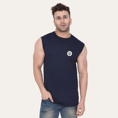 Girdhar Printed Men Round Neck Dark Blue T-Shirt