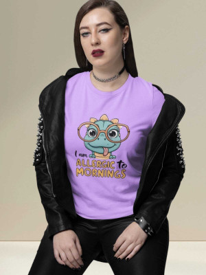Clori Solid Women Round Neck Purple T-Shirt
