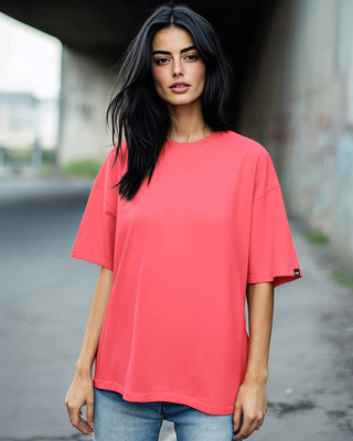 BEWAKOOF Solid Women Round Neck Pink T-Shirt