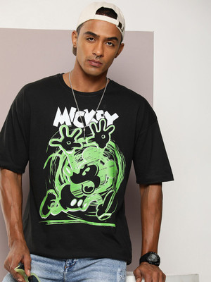 Kook N Keech Disney Graphic Print Men Round Neck Black T-Shirt