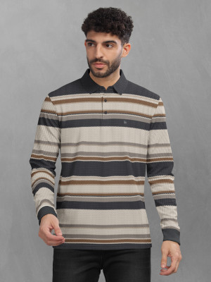 Bullmer Striped Men Polo Neck Multicolor T-Shirt