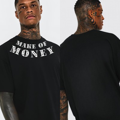 Bipro Printed Men Round Neck Black T-Shirt