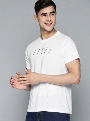 HERE&NOW Printed, Typography Men Round Neck White T-Shirt