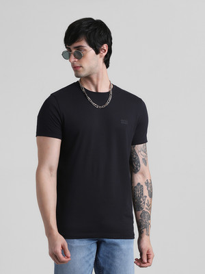 JACK & JONES Solid Men Round Neck Black T-Shirt