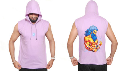 Stywe Apparel Solid Men Hooded Neck Purple T-Shirt