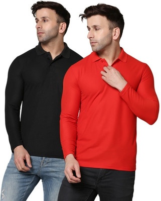 INKKR Solid Men Polo Neck Multicolor T-Shirt