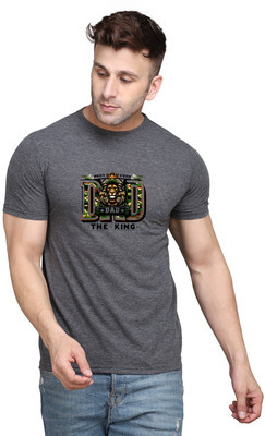 GEUM Graphic Print Men Round Neck Grey T-Shirt