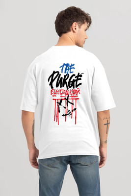 Triptee Printed Men Round Neck White T-Shirt