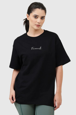 FuaarK Solid Women Round Neck Black T-Shirt