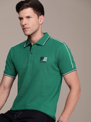 NAUTICA Solid Men Polo Neck Green T-Shirt