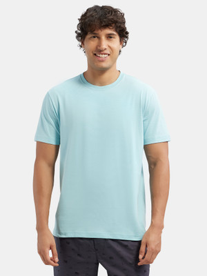 JOCKEY Solid Men Round Neck Light Blue T-Shirt