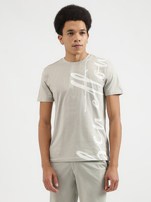 United Colors of Benetton Printed Men Round Neck Grey T-Shirt