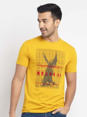 Status Quo Printed Men Round Neck Yellow T-Shirt