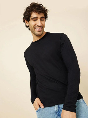 OrrganicChics Solid Men Round Neck Black T-Shirt