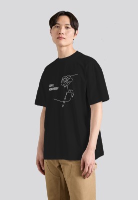 The Korhean Store Graphic Print Men Crew Neck Black T-Shirt