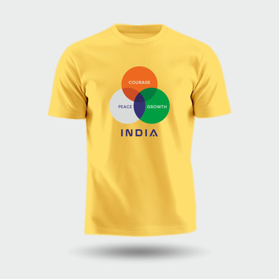 Luv My India Graphic Print Men Round Neck Yellow T-Shirt
