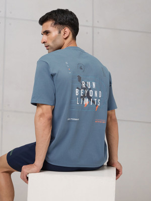 TECHNOSPORT Graphic Print Men Round Neck Light Blue T-Shirt