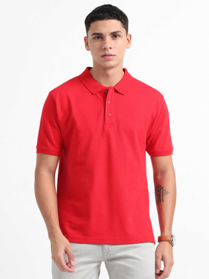 Caslay Solid Men Polo Neck Red T-Shirt