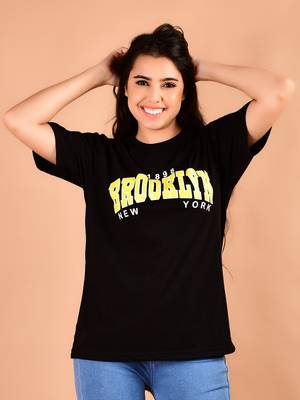 Lugo Typography Women Round Neck Multicolor T-Shirt