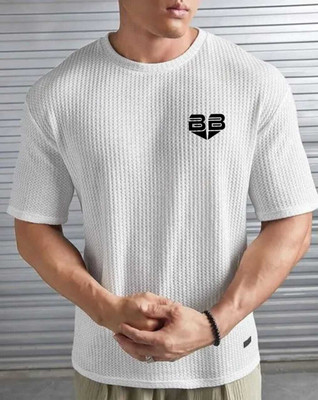 BOOM BAAM Printed Men Round Neck White T-Shirt