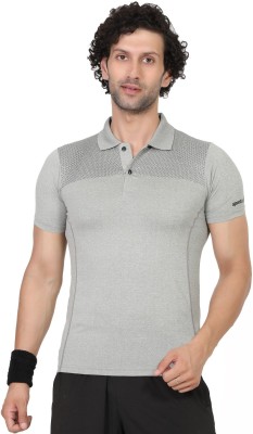 Sport Sun Solid Men Polo Neck Grey T-Shirt