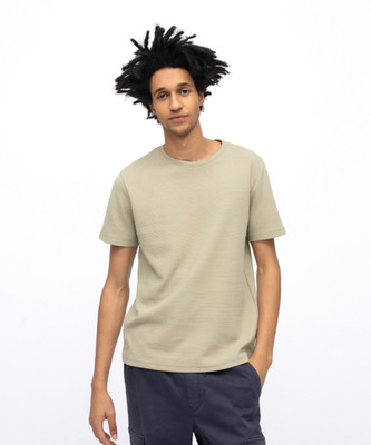 METRONAUT Self Design Men Round Neck Beige T-Shirt