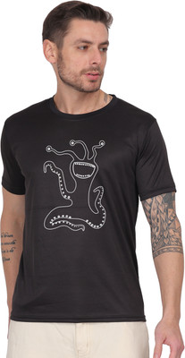 UPTRADE Graphic Print Men Round Neck Black T-Shirt