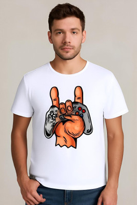 Royal Creations By Rv Graphic Print Men Round Neck White T-Shirt