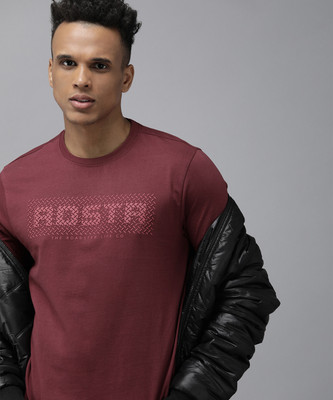 Roadster Typography Men Round Neck Red T-Shirt