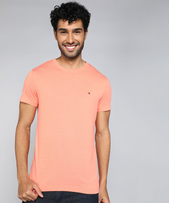 TOMMY HILFIGER Solid Men Crew Neck Orange T-Shirt