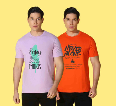 WOOSTRO Printed Men Round Neck Multicolor T-Shirt