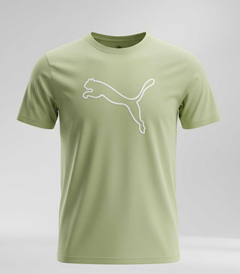 GALAX Printed Men Round Neck Light Green T-Shirt