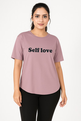 MYo2 Printed Women Round Neck Reversible Pink T-Shirt