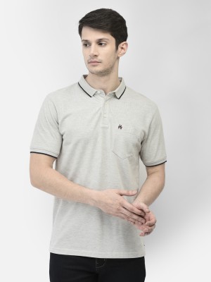 CRIMSOUNE CLUB Solid Men Polo Neck Grey T-Shirt