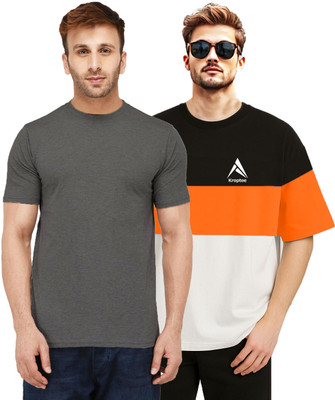 Kroptee Colorblock, Solid Men Round Neck Multicolor T-Shirt