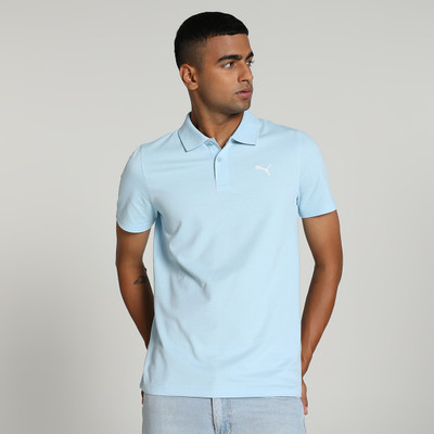 PUMA Solid Men Polo Neck Blue T-Shirt