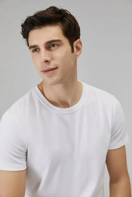 SAM COLLECTIONN Solid Men Round Neck White T-Shirt