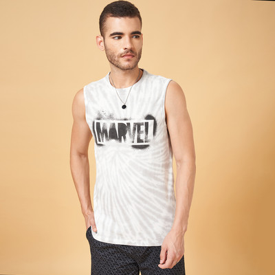 SF Jeans by Pantaloons Printed Men Round Neck White T-Shirt