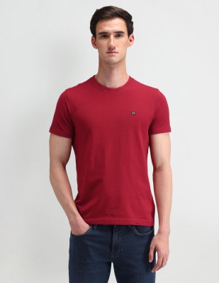 Arrow Sport Solid Men Round Neck Red T-Shirt