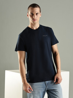 TOMMY HILFIGER Printed Men Crew Neck Navy Blue T-Shirt