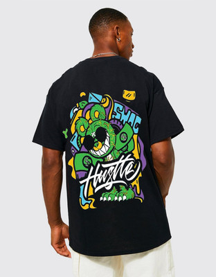 Veirdo Men Printed, Typography Round Neck Pure Cotton Black T-Shirt For Rs. 379 @ 68 %