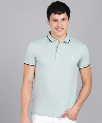 Alan Jones Solid Men Polo Neck Grey T-Shirt