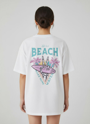 Calm Down Graphic Print Women Round Neck White T-Shirt