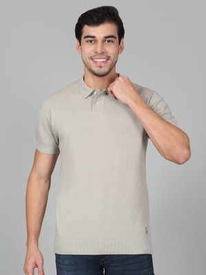 CANTABIL Solid Men Polo Neck Grey T-Shirt